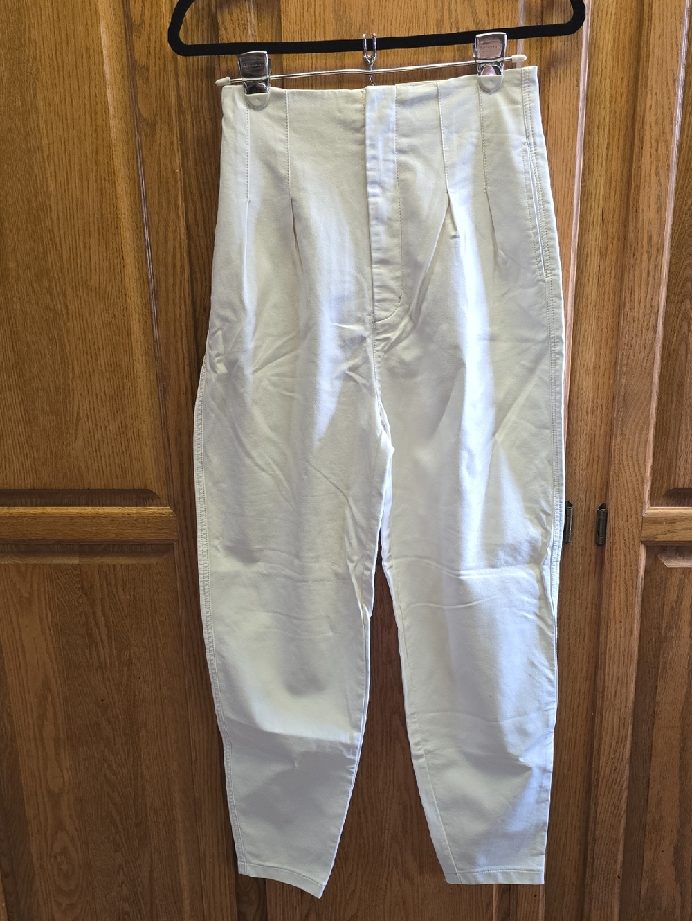 Free People Womens Size 2 White Cecily Faux Leather Pleated High Waisted Pant